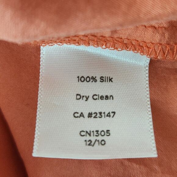 Talbots Silk Smocked Waist Tie Front Dress Orange / Coral Size Small - Picture 6 of 6
